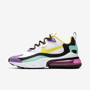 Nike Air Max 270 React (Geometric Abstract) - Női Utcai Cipő - Fehér/Fekete/Világos Lila/Sárga